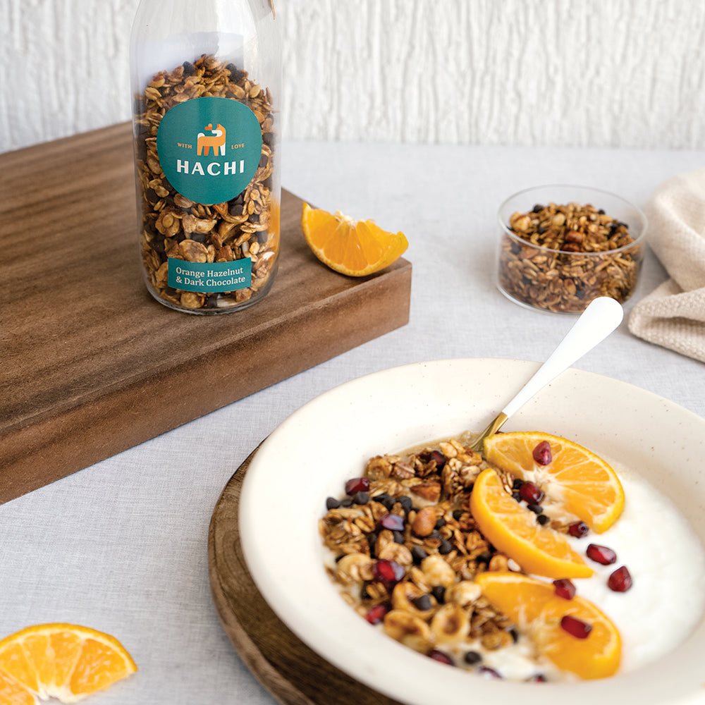 Mango Parfait with hachi mango cranberry granola