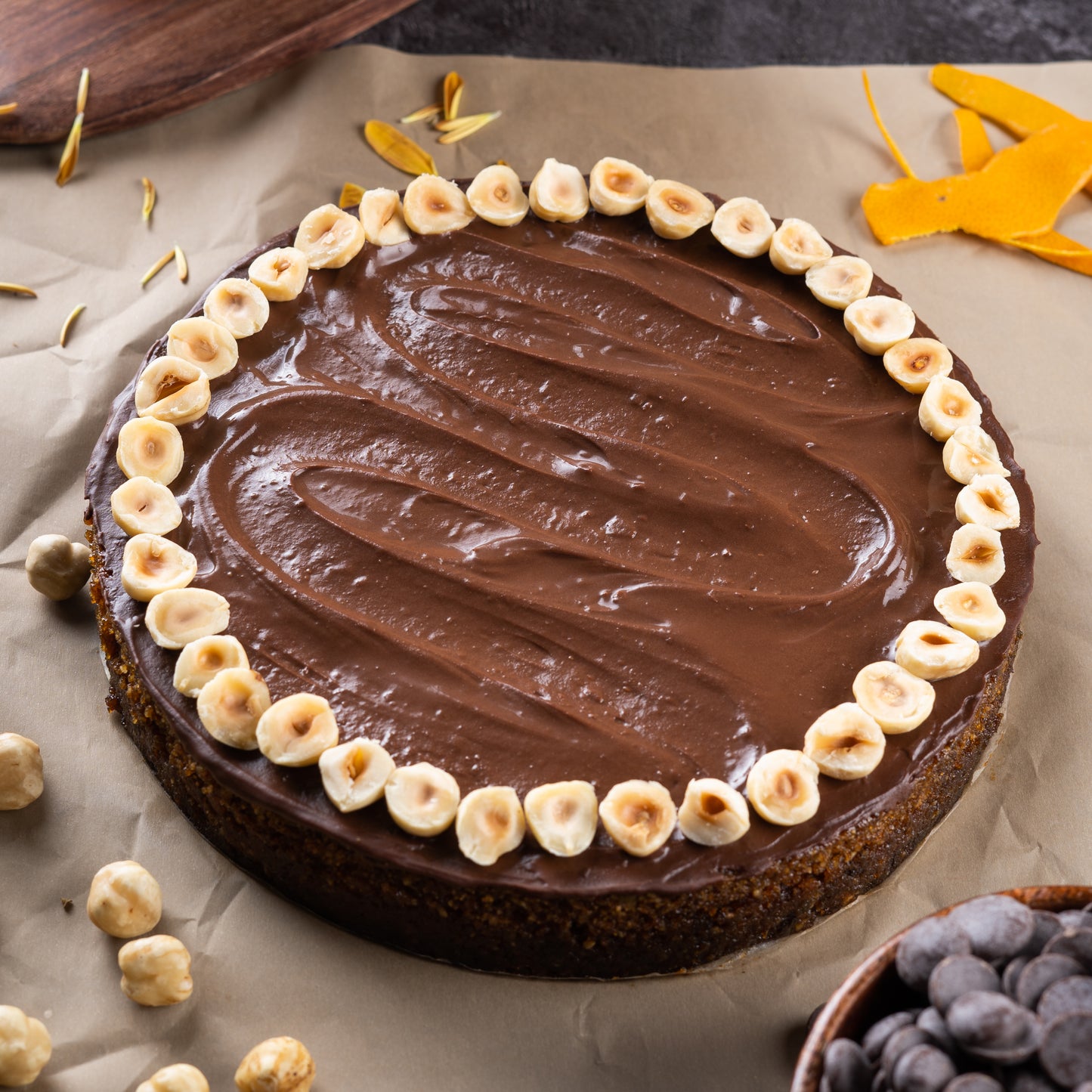 Orange Dark Chocolate Hazelnut Cake